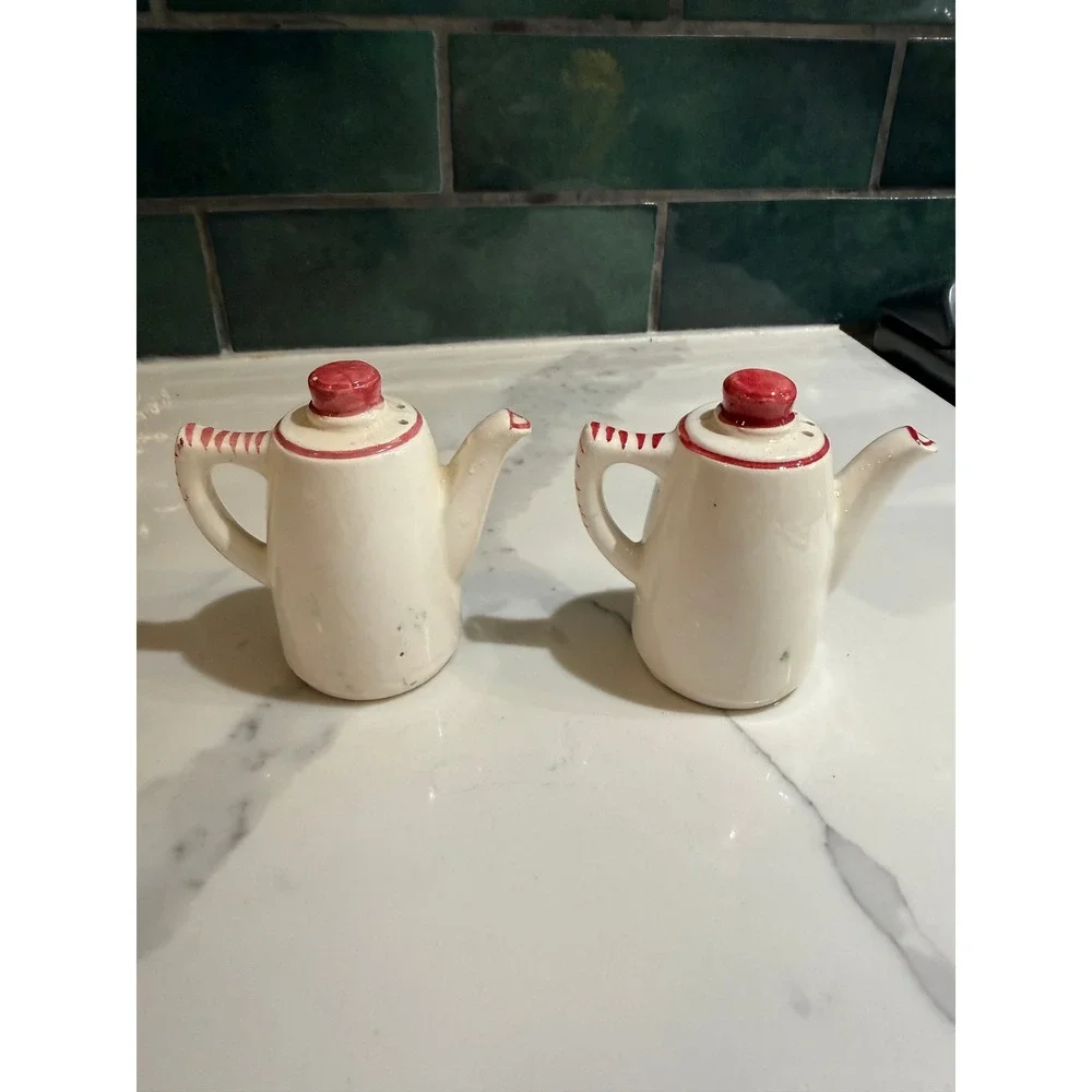 Vintage Japan Ceramic Teapot Salt and Pepper Shakers Purple Violets Floral Set